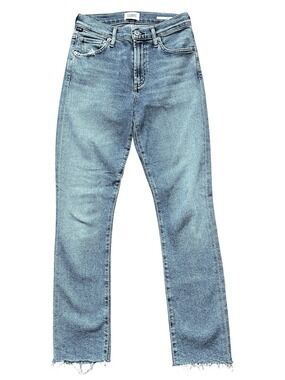 Citizens of Humanity Skyla Mid-Rise Cigarette Julep Raw Hem Jean Blue Size 24